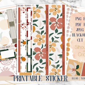 Valencia Printable Planner Stickers, Printable Monthly Stickers Kit, fits Erin Condren and Recollection, Choose any Month, Cut Files