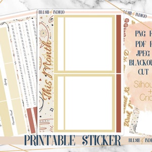 Notas mensuales imprimibles - Kit de páginas del panel / Pegatinas del planificador (para Erin Condren ECLP y recuerdo) Colección BOHO CHIC / Página de notas