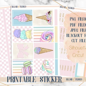 Pegatinas de planificador imprimibles de Candyland, kit de pegatinas semanales imprimibles, se adapta a Erin Condren y Recuerdo, pegatinas del planificador, archivos cortados