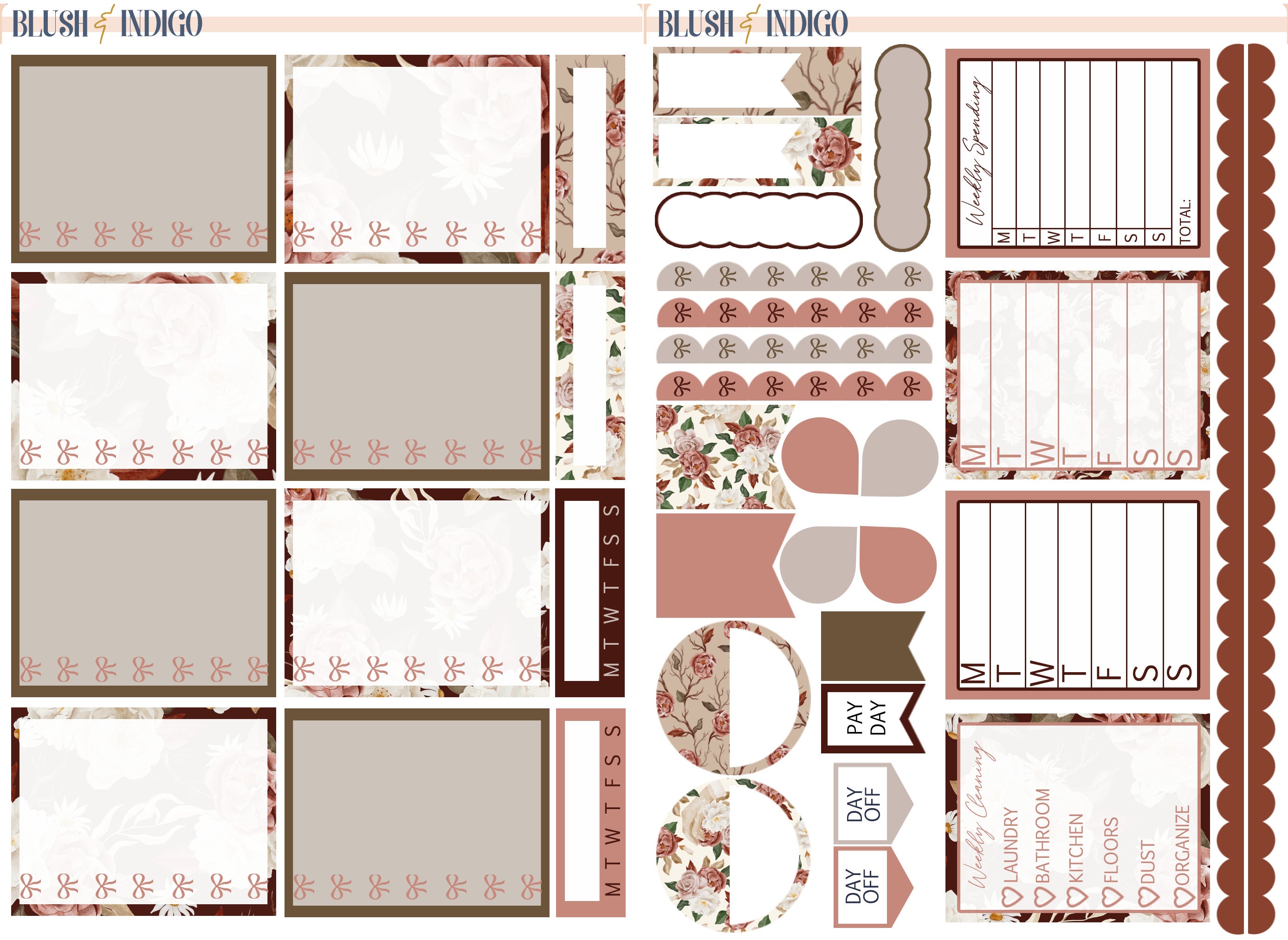 Rose Garden Printable Planner Stickers, Weekly Printable Kit, Fits Erin ...