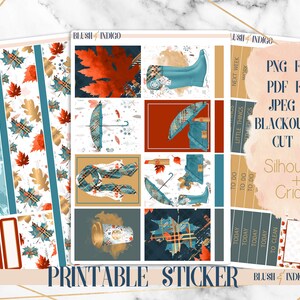 HOJAS DE OTOÑO Pegatinas de planificador imprimibles, kit de pegatinas semanales imprimibles, se adapta a Erin Condren-Recollection, para Cricut-Silhouette, png, jpeg,pdf