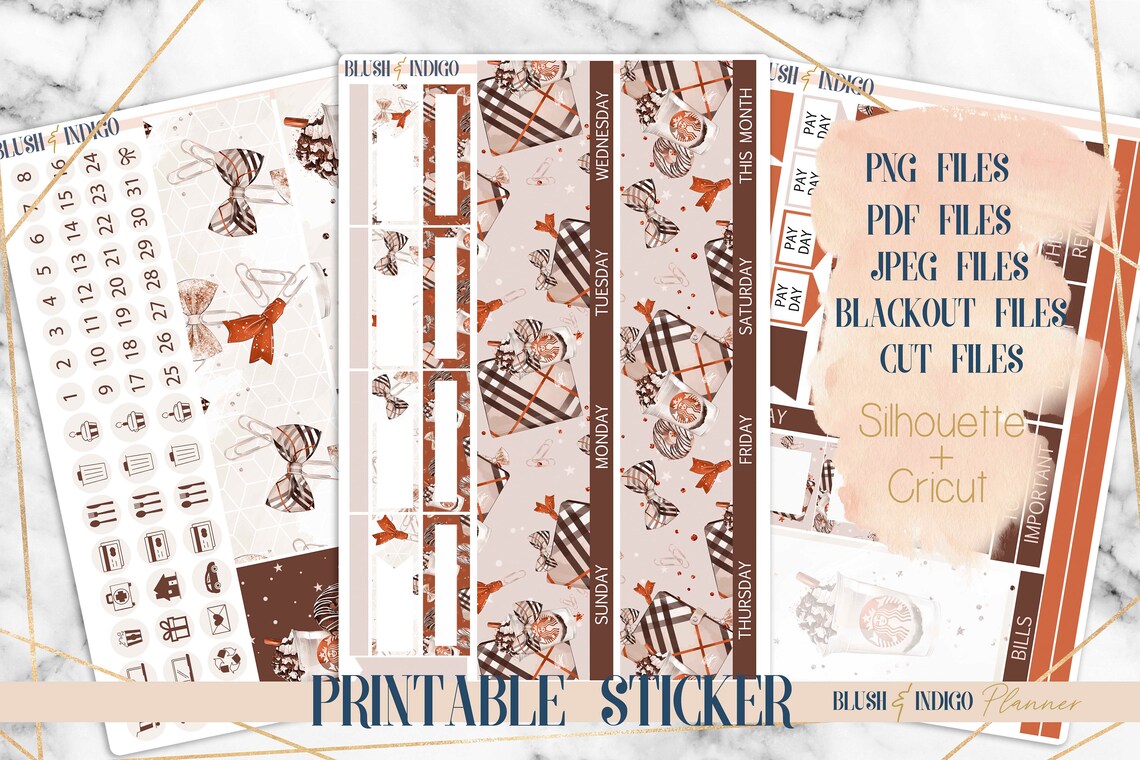 Coffee Break Printable Planner Stickers, Printable Monthly Stickers Kit ...