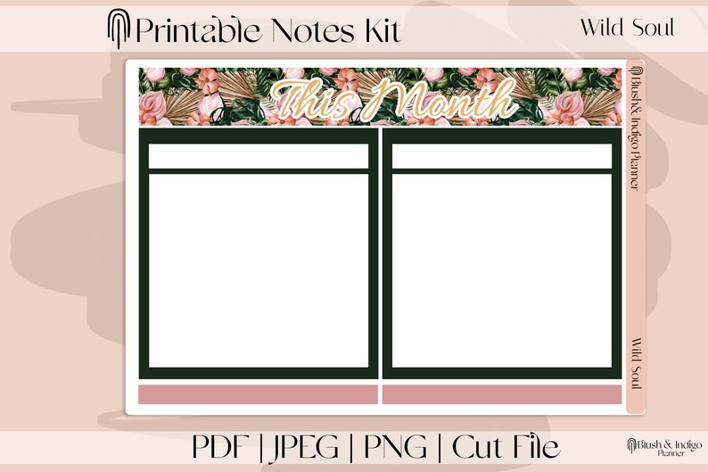 WILD SOUL - Tropical Printable Monthly Notes - Dashboard Page Kit ...