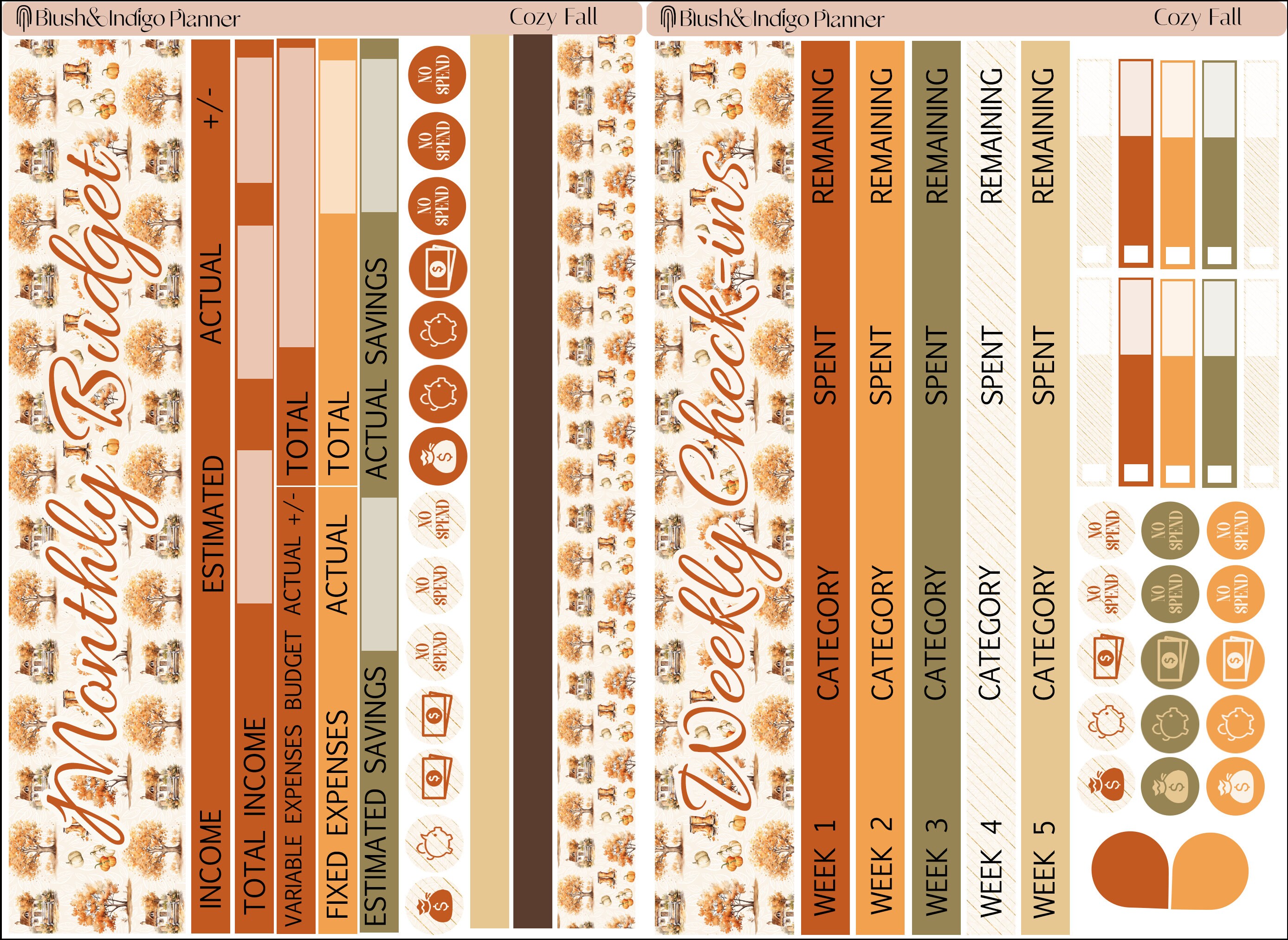 Cozy Fall Printable Budget Sticker Kit | Planner Stickers (for Erin ...