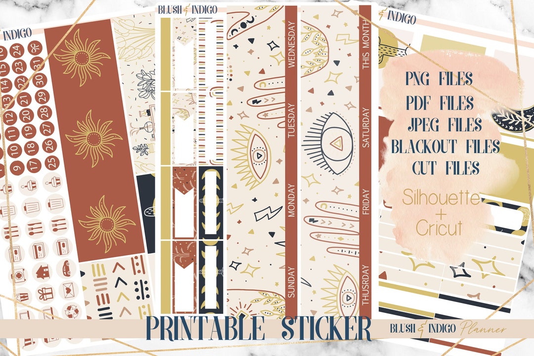 Boho Chic Printable Planner Stickers, Printable Monthly Stickers Kit ...