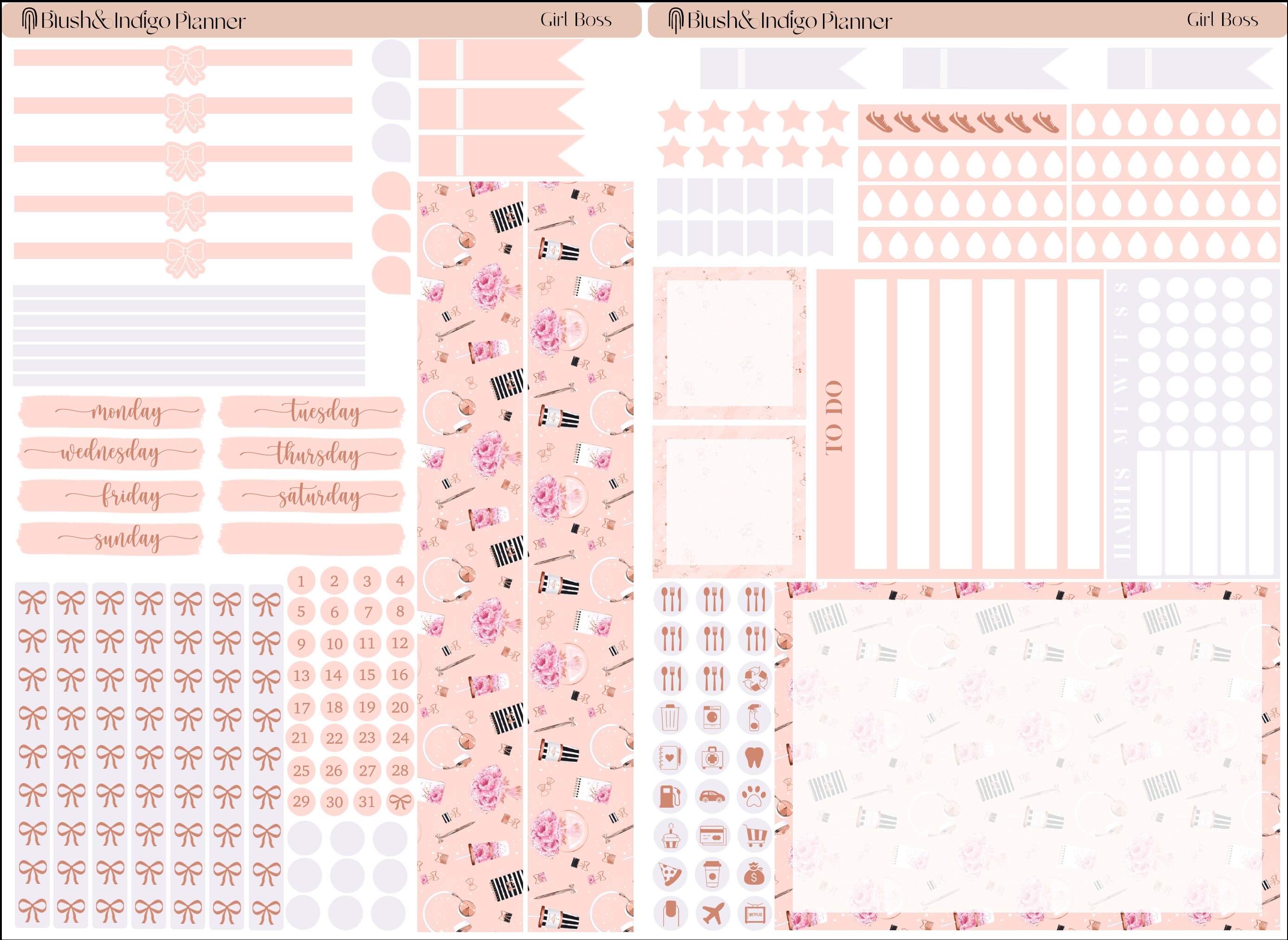 Girl Boss | Printable Compact Vertical Weekly Planner Stickers A5 ...