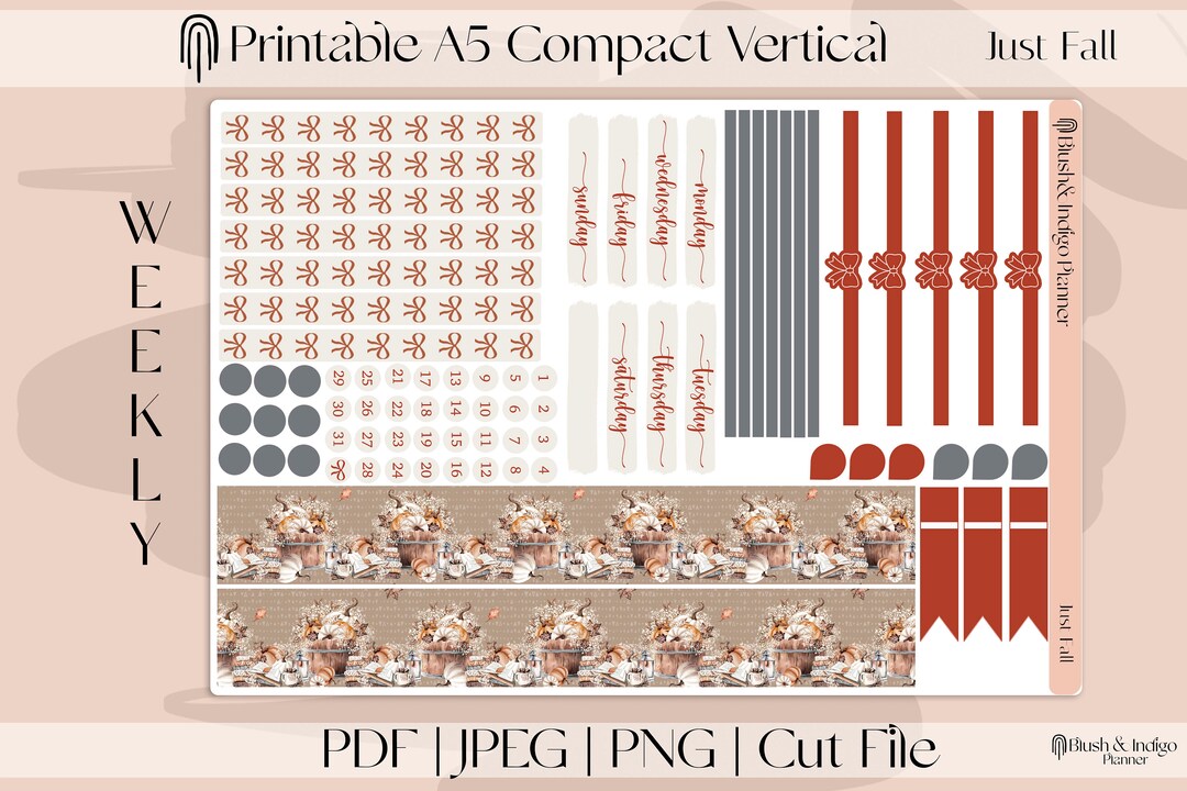 Just Fall | Printable Compact Vertical Weekly Planner Stickers A5 ...