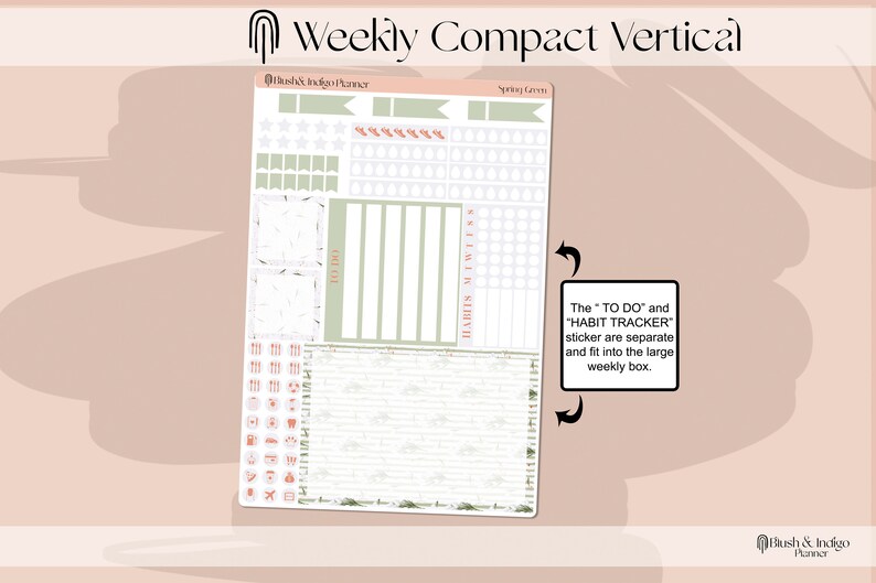 Spring Green | Printable Compact Vertical Weekly Planner Stickers A5 ...