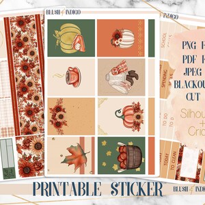 Naklejki do wydrukowania Hello Fall, pionowy zestaw tygodniowego planera, pasuje do Erin Condren i Recollection, A5 Wide Aura Estelle