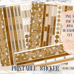デイジーの印刷可能な予算ステッカーキット | プランナーステッカー (Erin Condren ECLP および Recollection 用) - Cricut および Silhouette 用カットファイル
