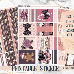 Holly Jolly Christmas Imprimible Planner Pegatinas, se adapta a Erin Condren, Recuerdo y Papel Ciruela, Archivos cortados, Kit de pegatinas semanales,