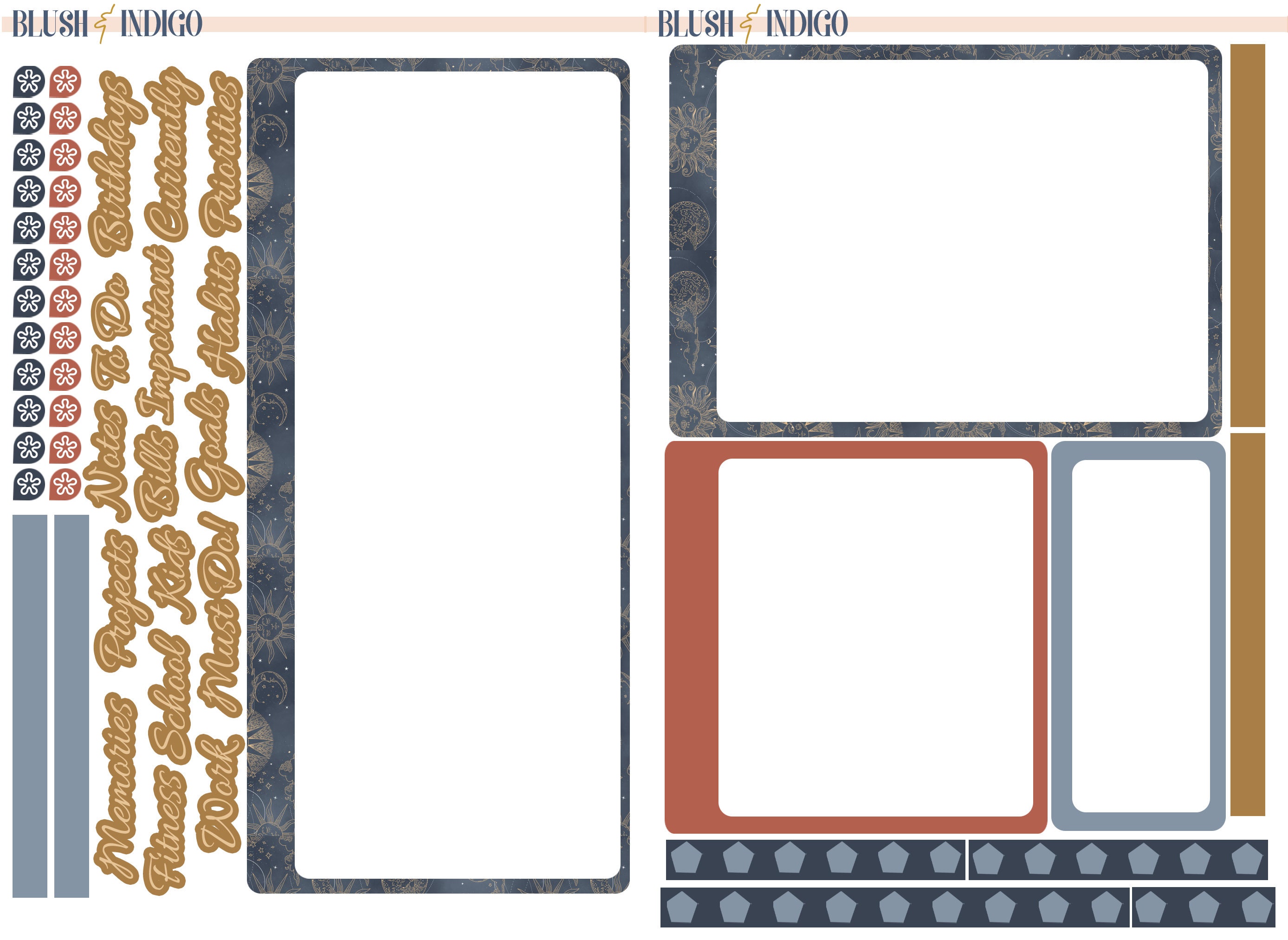 Celestial Printable Notes Page Dashboard Page Kit Planner | Etsy