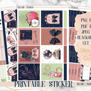 Naklejki do wydrukowania Too Cool For School, pionowy zestaw tygodniowego planera, pasuje do Erin Condren i Recollection, PNG Cricut Silhouette
