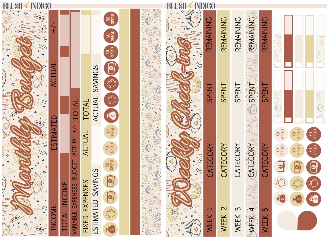 Boho Chic Printable Budget Sticker Kit | Planner Stickers (for Erin ...