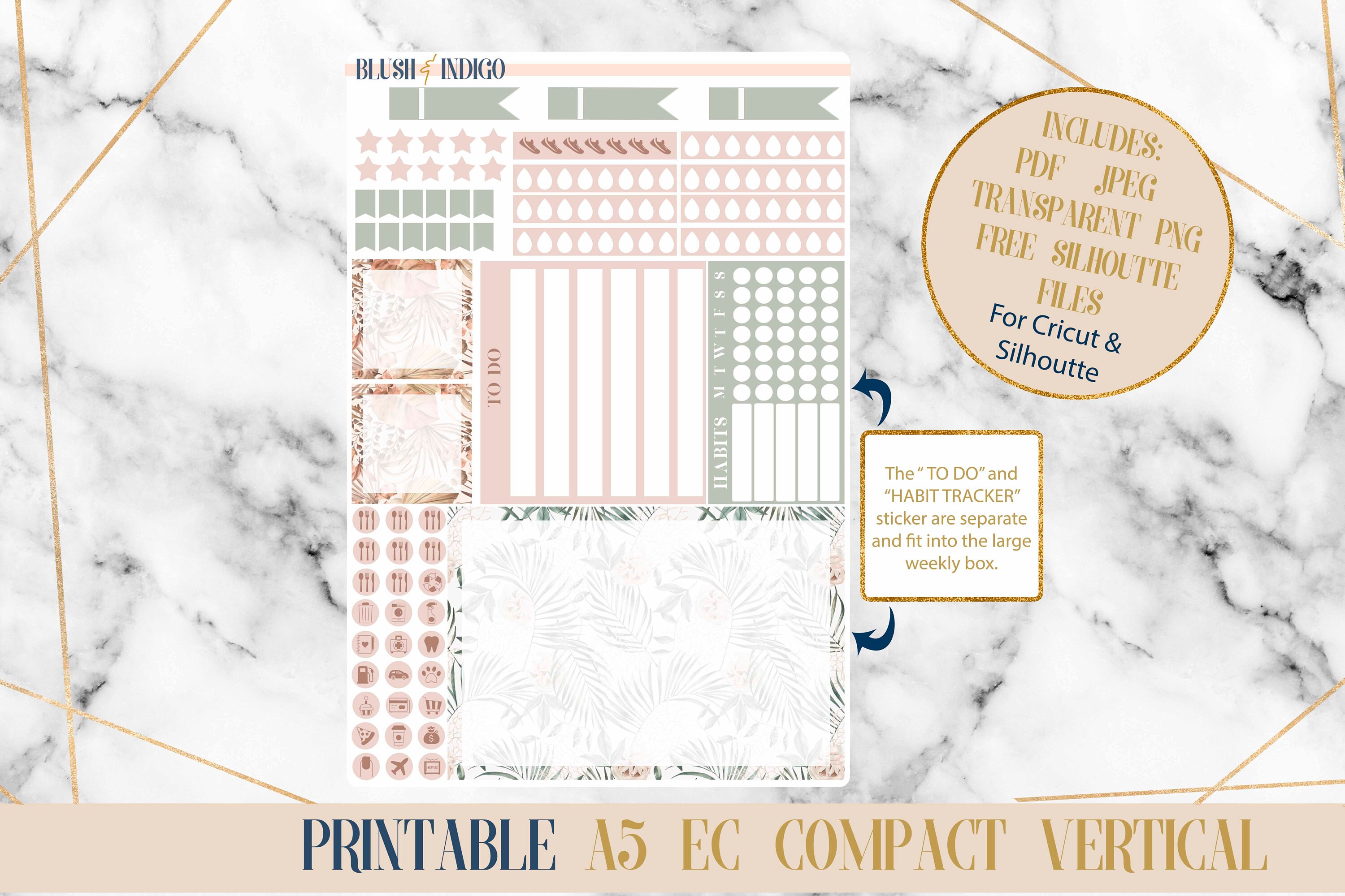 Oasis Printable Compact Vertical Weekly Planner Stickers A5 | Erin ...