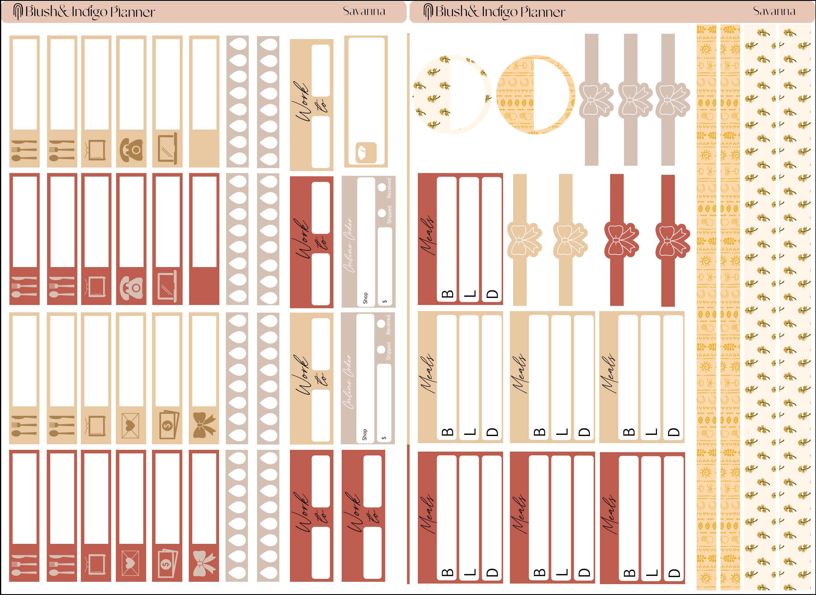 Savanna Printable Planner Stickers, Vertical Weekly Kit, Fits Erin ...
