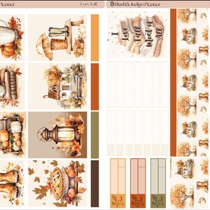 Cozy Fall - 7"x9" Printable Planner Stickers, Vertical Weekly Stickers ...