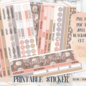 Kit de pegatinas económicas imprimibles / pegatinas planner (para Erin Condren ECLP y Recollection) Colección BLUSH AUTUMN