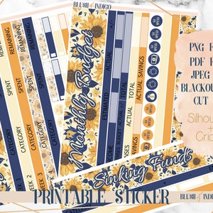 Printable Budget Sticker Kit / Planner Stickers (para Erin Condren ECLP y Recollection) Sunflower Collection