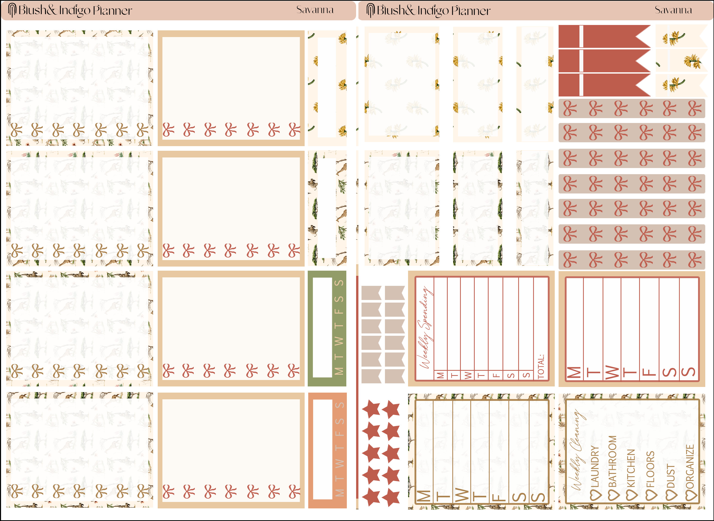 Savanna Printable Planner Stickers, Vertical Weekly Kit, Fits Erin ...