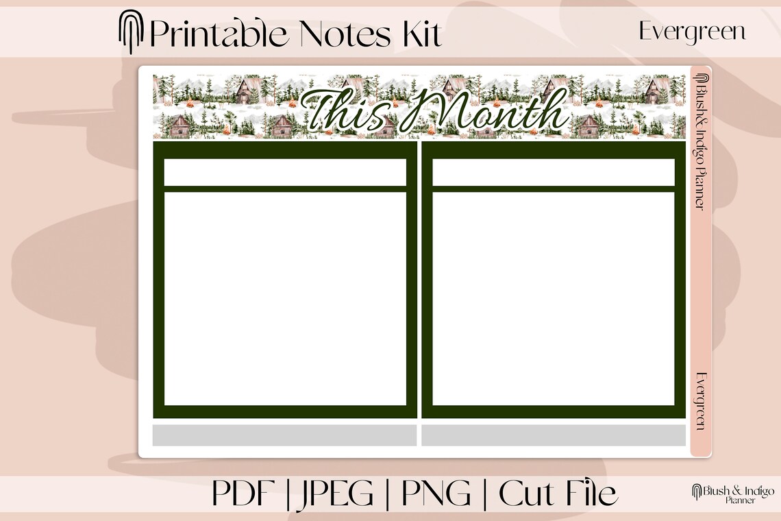 EVERGREEN - Winter Printable Monthly Notes - Dashboard Page Kit ...
