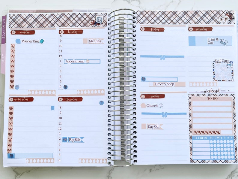 Back to School Printable Compact Vertical Weekly Planner Stickers A5 ...