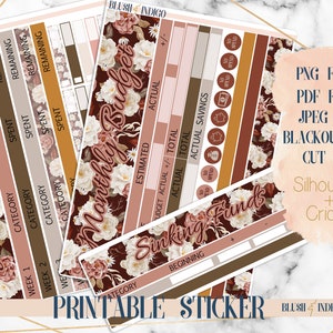 Kit de pegatinas de presupuesto imprimible de jardín de rosas / pegatinas de planificador (para Erin Condren ECLP y recuerdo) - Cutfile para Cricut y silueta