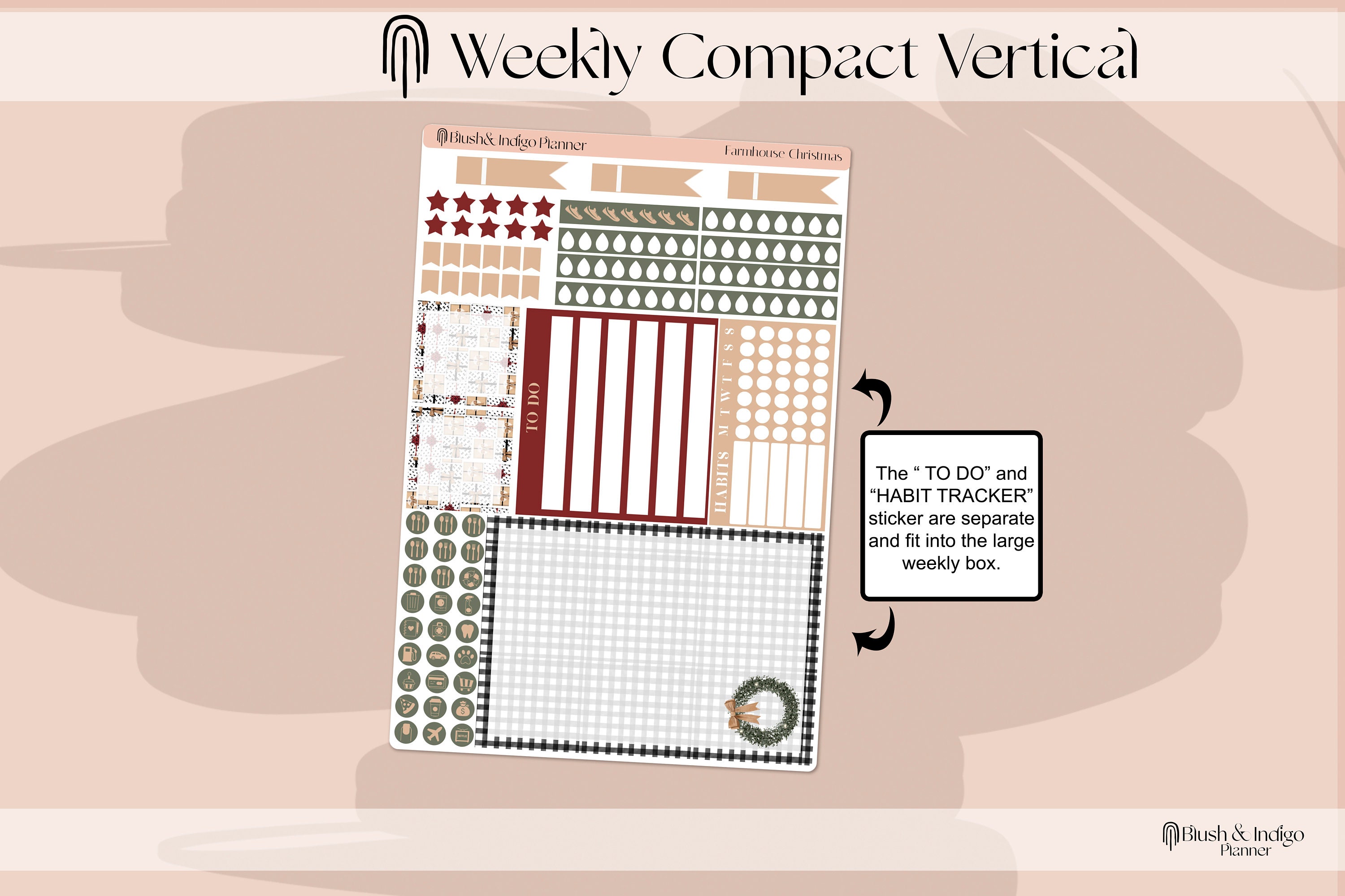Farmhouse Christmas | Holiday Printable Compact Vertical Weekly Planner ...