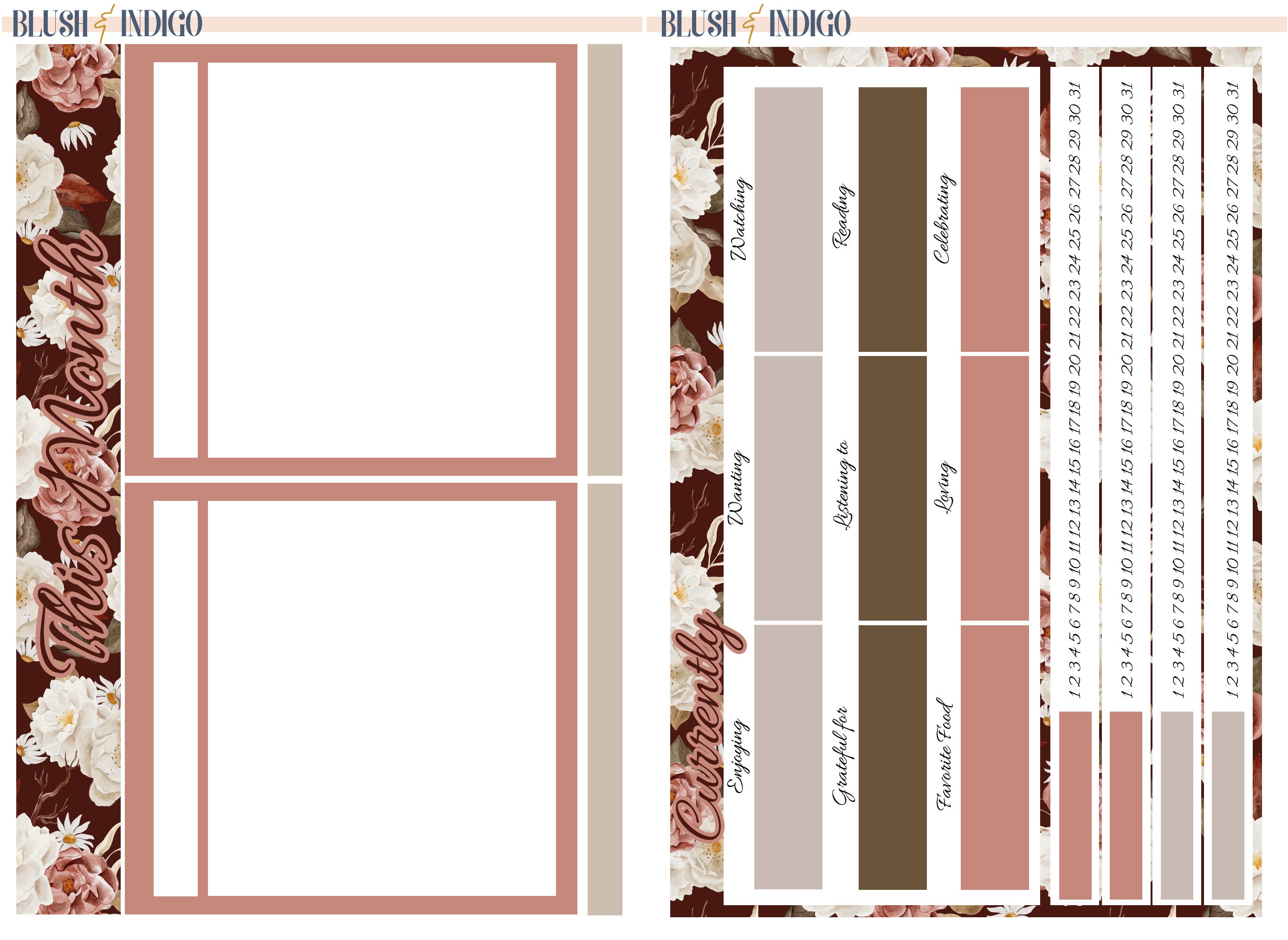 Rose Garden Printable Notes Page - Dashboard Page Kit | Planner ...