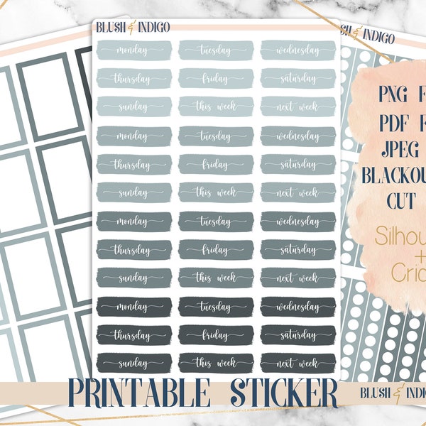 Printable BLUE FUNCTIONAL set  Planner Stickers Erin Condren Planner/Happy Planner/Hobonichi Weeks/Functional Icon labels Sticker Kit