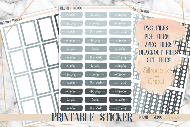 Printable BLUE FUNCTIONAL Set Planner Stickers Erin Condren Planner ...