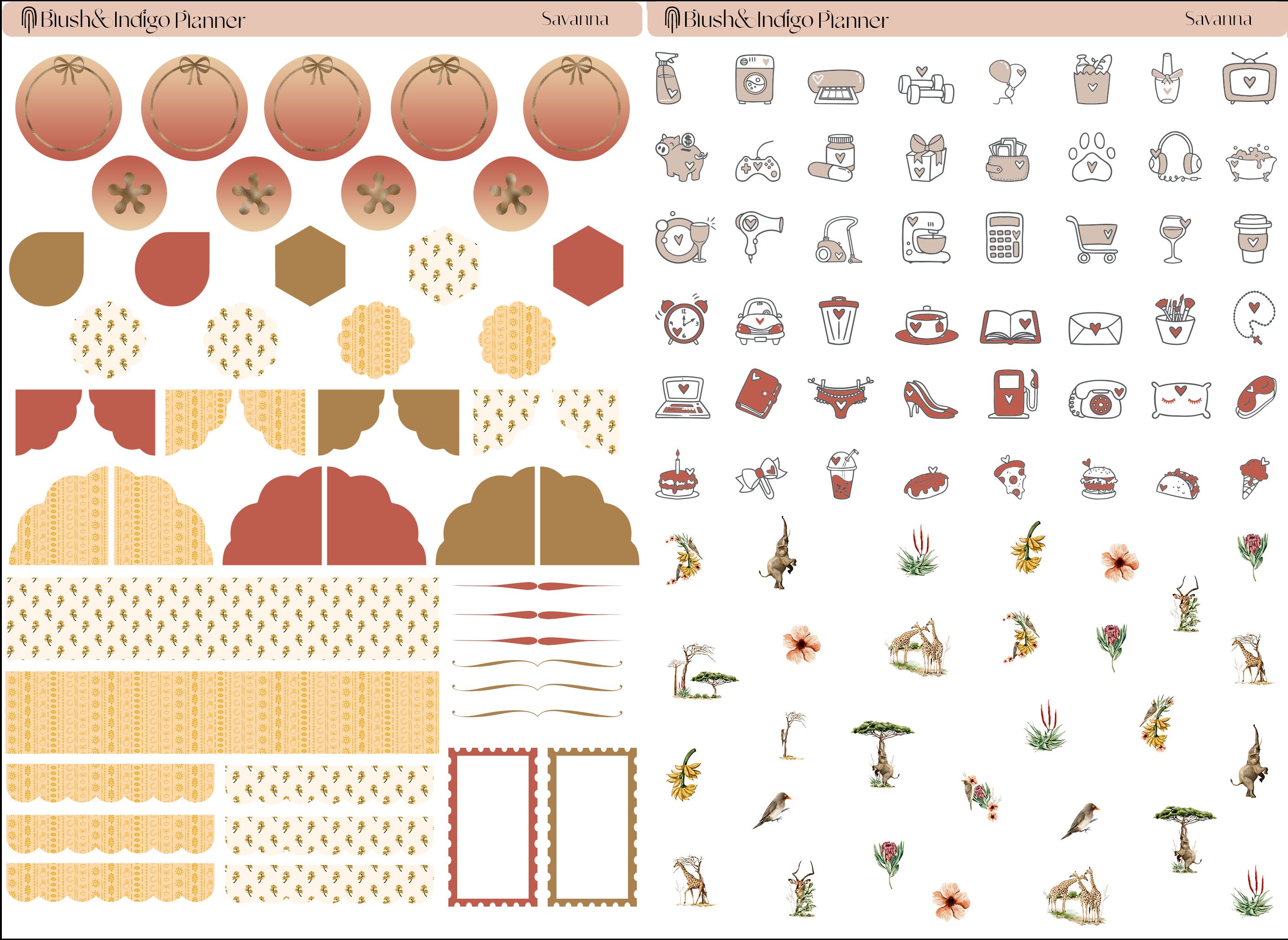 Savanna Printable Planner Stickers, Vertical Weekly Kit, Fits Erin ...