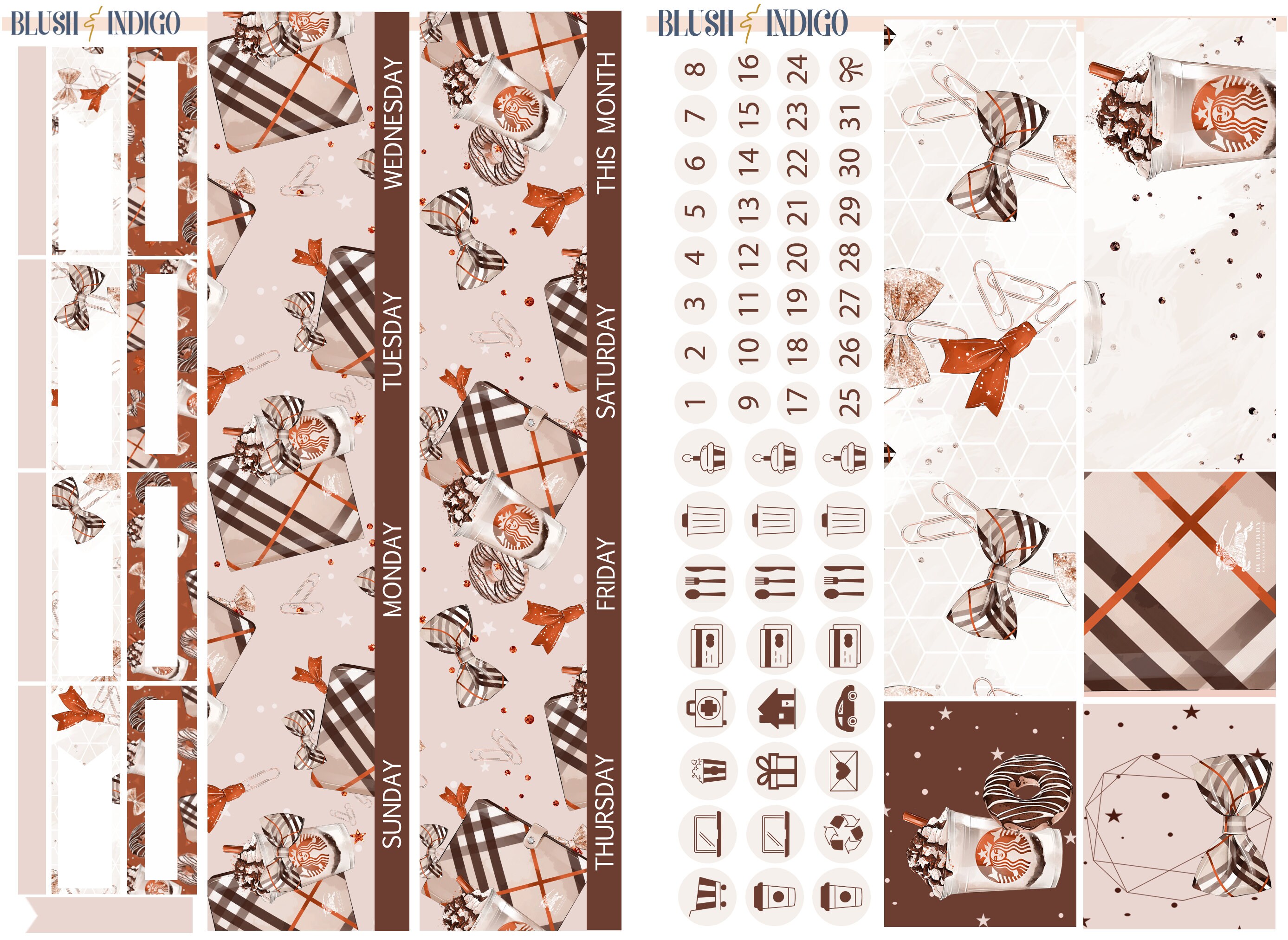Coffee Break Printable Planner Stickers, Printable Monthly Stickers Kit ...