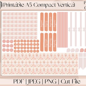 Adesivi rosa-tastici per agenda settimanale verticale compatta stampabile per Natale/vacanze A5/Erin Condren/Bullet Journal