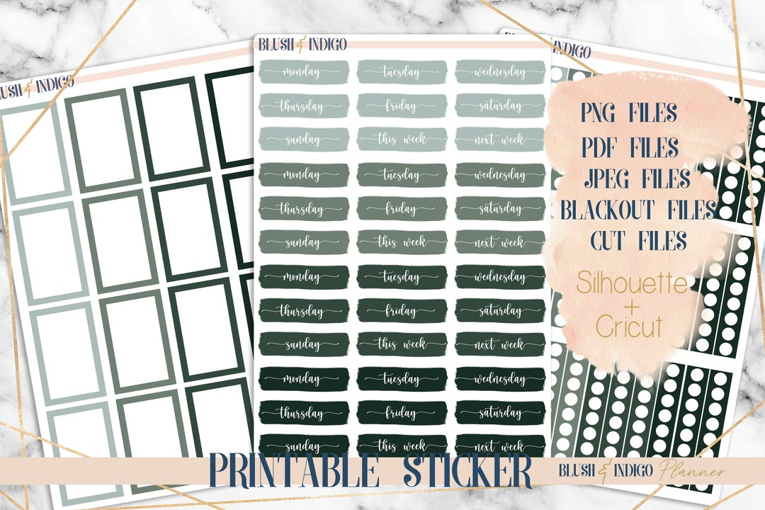 Printable GREEN FUNCTIONAL Set Planner Stickers Erin Condren Planner ...