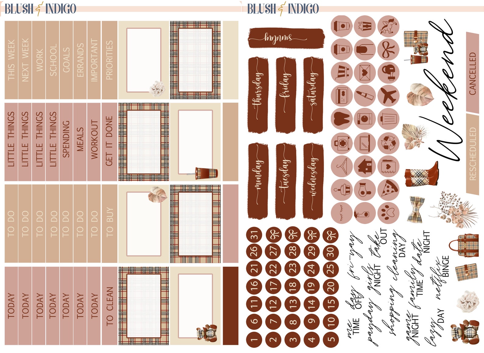 Fashionista Printable Planner Stickers Vertical Weekly - Etsy