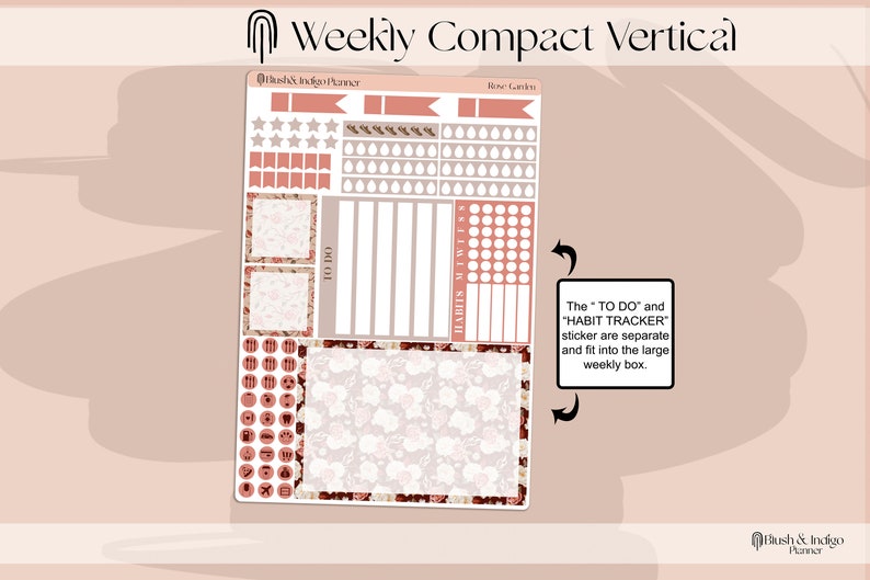 Rose Garden | Printable Compact Vertical Weekly Planner Stickers A5 ...