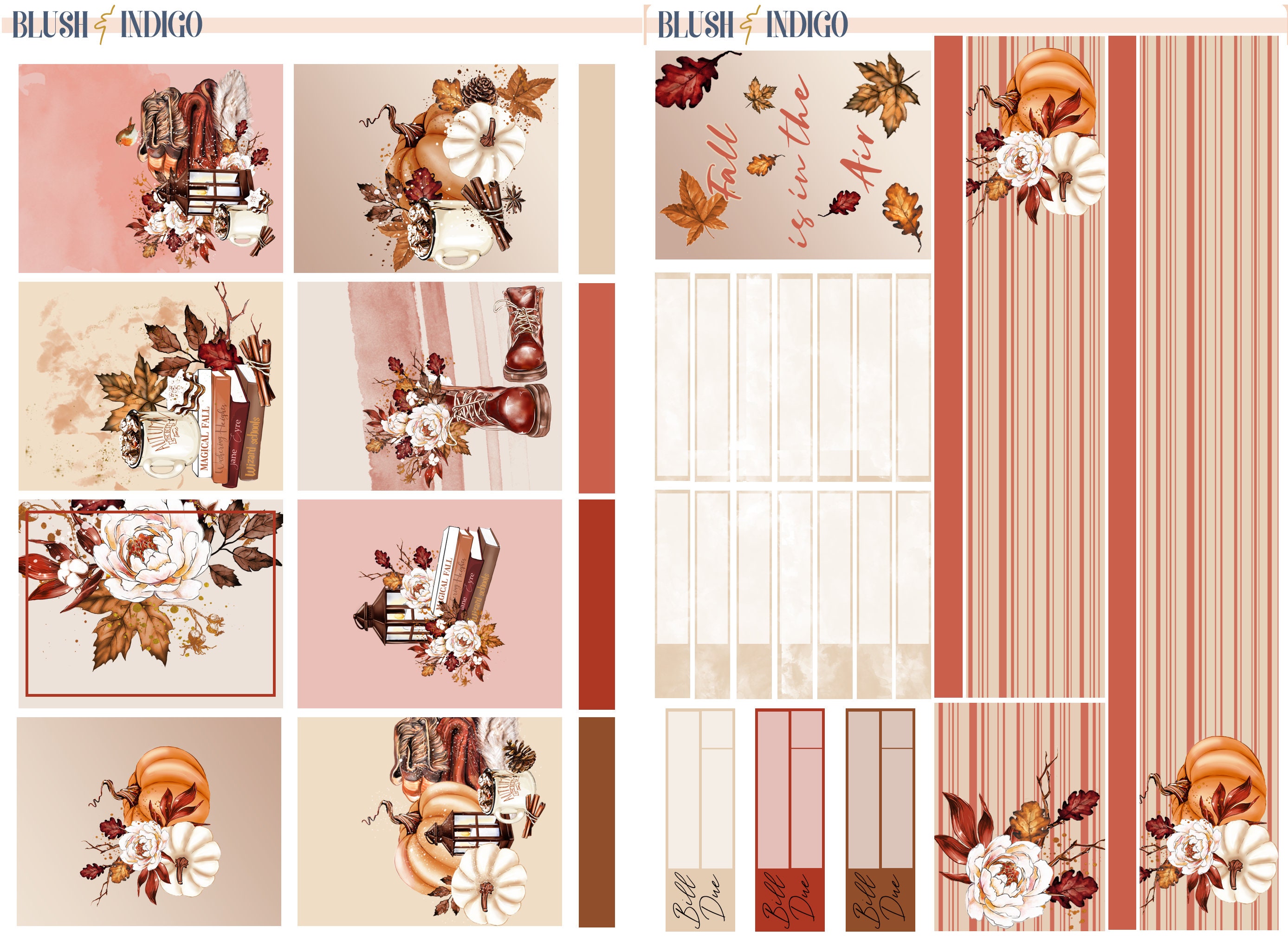 Fall is in the Air Printable Planner Stickers, Vertical Weekly Planner ...
