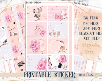 Girl Boss Imprimible Planner Pegatinas, Kit de pegatinas semanales imprimibles, se adapta a Erin Condren y Recuerdo, Pegatinas del planificador, Archivos cortados
