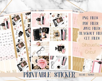 Elegance Printable Planner Stickers, Printable Weekly Stickers Kit, fits Erin Condren and Recollection, Planner Stickers