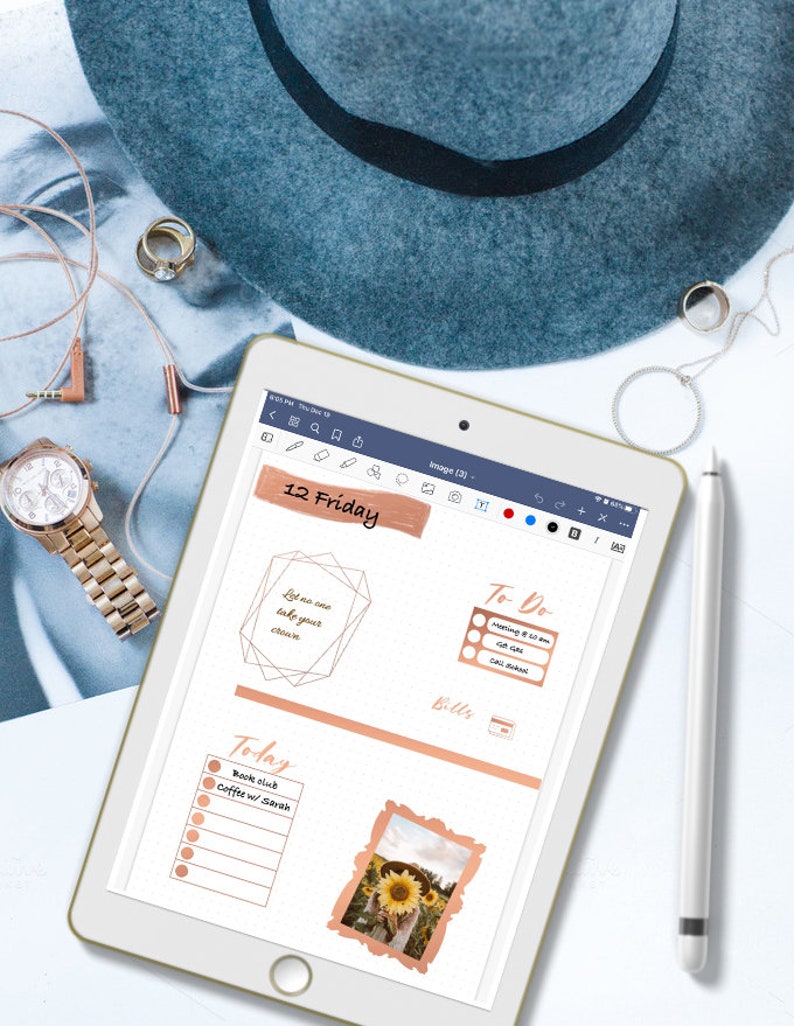 Rose Gold Functional and Deco Digital Sticker Kit | Goodnotes & iPad ...