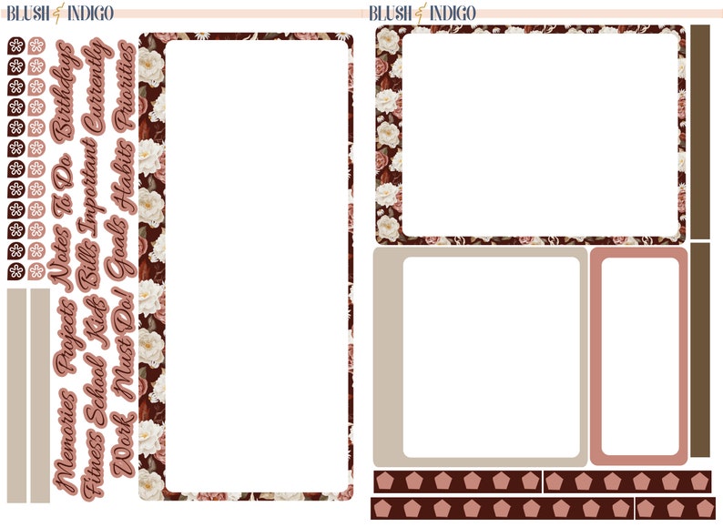 Rose Garden Printable Notes Page - Dashboard Page Kit | Planner ...