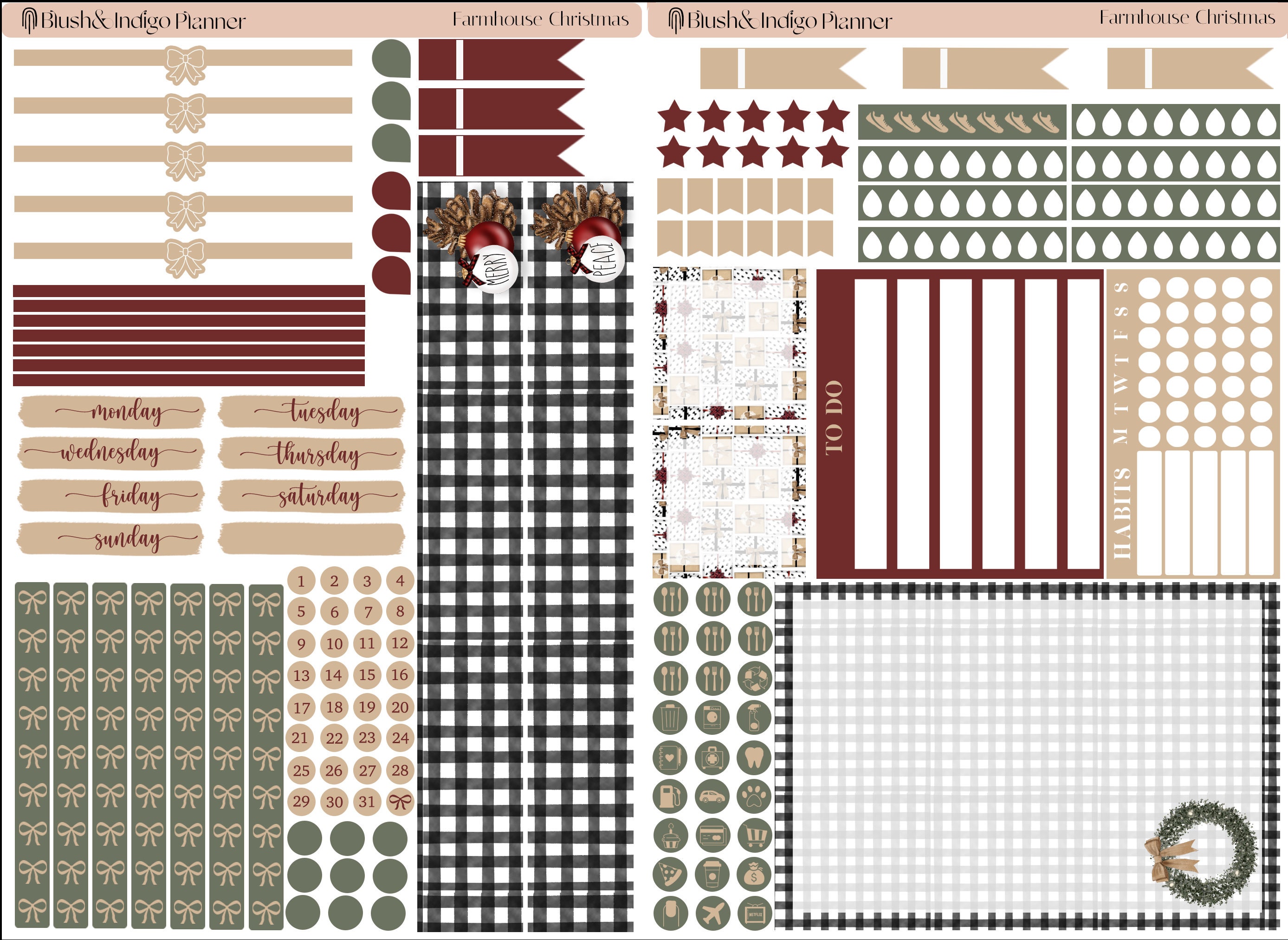 Farmhouse Christmas | Holiday Printable Compact Vertical Weekly Planner ...