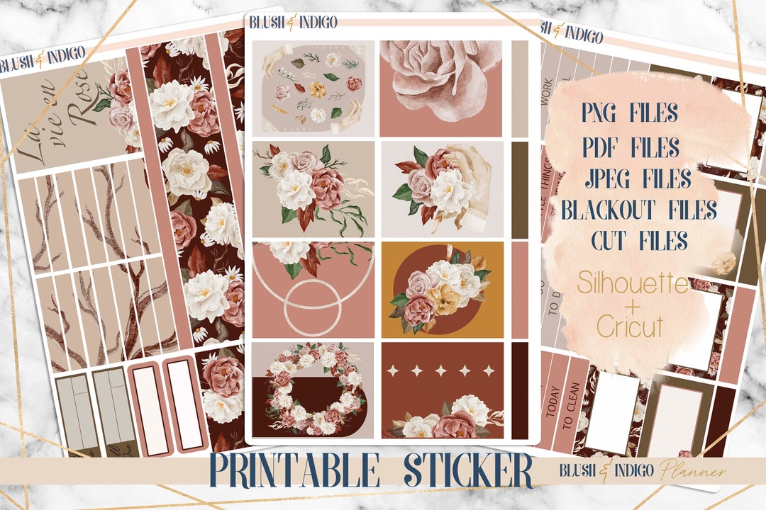 Rose Garden Printable Planner Stickers, Weekly Printable Kit, Fits Erin ...
