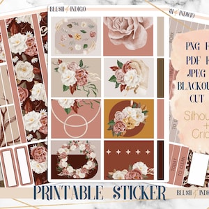 Pegatinas de planificador imprimibles de Rose Garden, kit imprimible semanal, se adapta a Erin Condren, Recuerdo, PNG para archivos Cricut y Cut para Silhouette