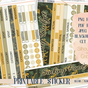 Kit imprimible de pegatinas de presupuesto / pegatinas de planificador (para Erin Condren ECLP y Recollection) Colección JUNGLE