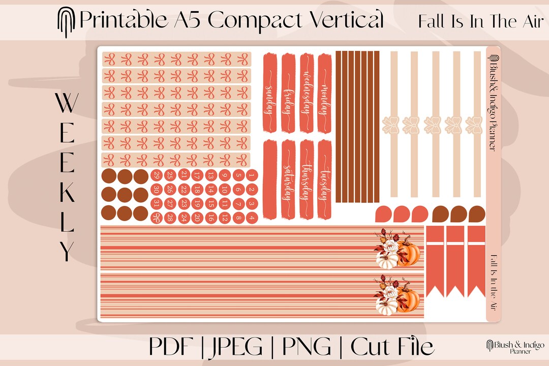 Fall is in the Air| Printable Compact Vertical Weekly Planner Stickers ...