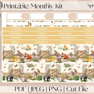 Pegatinas del planificador imprimibles de Spring Garden, kit de pegatinas mensuales imprimibles, se adapta a Erin Condren, Recuerdo, A5 ancho, Elige tu mes