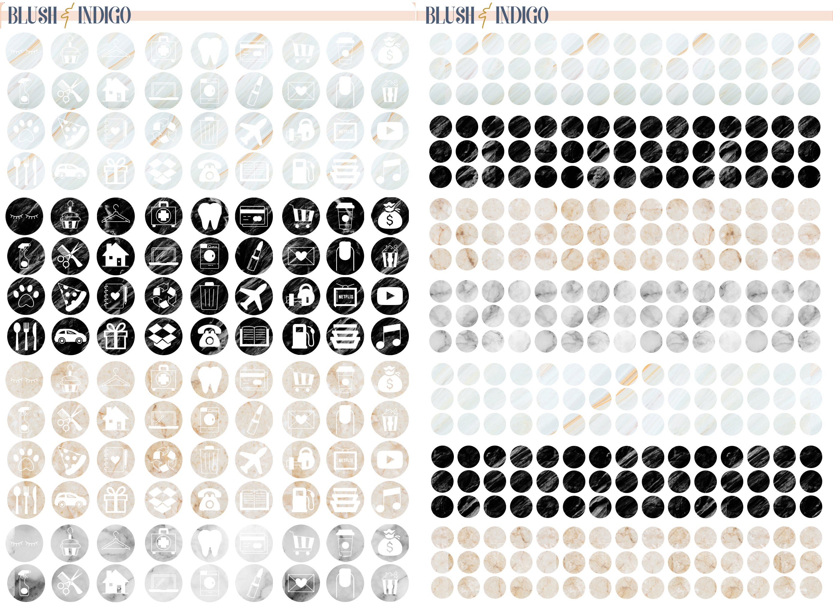 Printable MARBLE FUNCTIONAL Set Planner Stickers Erin Condren Planner ...