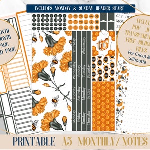 Honey Bee Imprimible A5 Monthly and Dashboard Planner Stickers / Erin ...